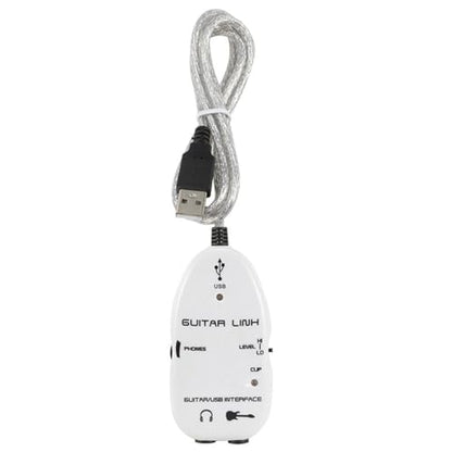 Walfront Guitar USB Audio Interface Adapter Recorder for PC with Stereo Headphone Output USB Powered for Monitoring with Active Monitor Speakers (White)