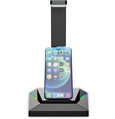 Headphone Stand Headset Stand Gaming Headphone Stand Wired Headset Desk Dual Hanger Base with Phone Holder 2 USB Port Headphone Stand for Desk