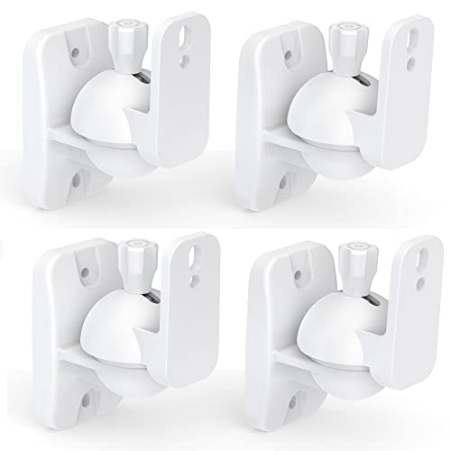 Speaker Wall Mount Brackets - Surround & Bookshelf Speaker Wall Mounts Kit, Holds up to 8 lbs, 4 Pack, White - color: 4P-White