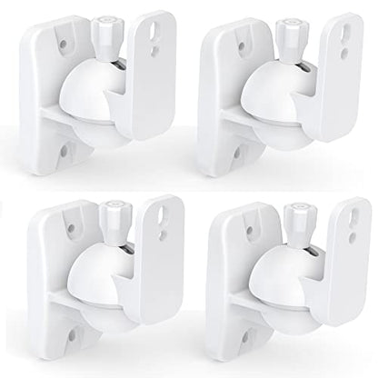Speaker Wall Mount Brackets - Surround & Bookshelf Speaker Wall Mounts Kit, Holds up to 8 lbs, 4 Pack, White - color: 4P-White