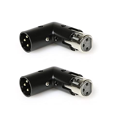 LyxPro XLR Angle Adapter Dual Male and Female can be positioned to 4 Different Angles Right Left and 90 Degree Great for Mixers that Interfere with Other Applications - 2 Pack - size: ef of 2 pk
