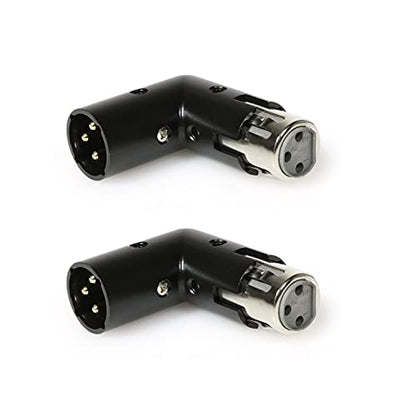LyxPro XLR Angle Adapter Dual Male and Female can be positioned to 4 Different Angles Right Left and 90 Degree Great for Mixers that Interfere with Other Applications - 2 Pack - size: ef of 2 pk