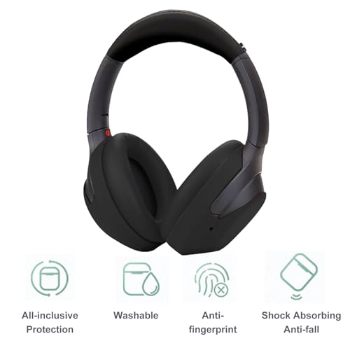 Aiivioll 3 Set Case Cover for Sony WH-1000XM4/WH-1000XM3 Headphones, 1000XM4/1000XM3 EarPad Cover/Ear Cover/Headband Cover Protector, Sweat Proof Soft Silicone Headphones Accessories (Black) - color: Black