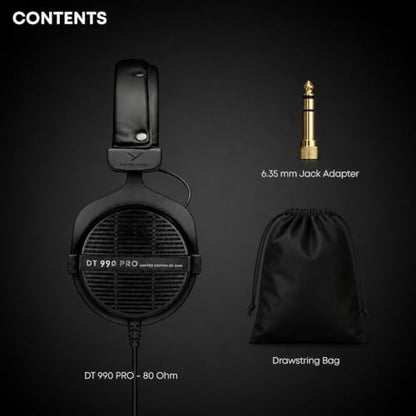 beyerdynamic DT 990 PRO Studio Headphones (80 Ohm, Black) - color: Black (Limited Edition), size: 80 OHM