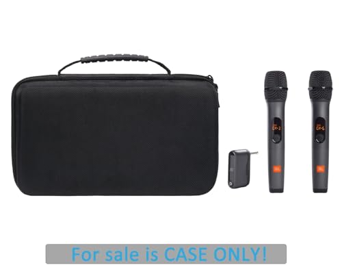 Hard Carrying Case Compatible with JBL Wireless Two Microphone System,Storage JBL Mic, Receiver, Adapter, AA Batteries-Black (Box Only)