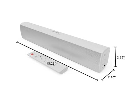 Majority 15 Inch White Soundbar for TV, Bluetooth Sound Bar 50 Watts, Home Audio Speaker, Small PC Soundbar Speaker | AUX, RCA, Optical, USB | Gaming, Music, Movies | Bowfell