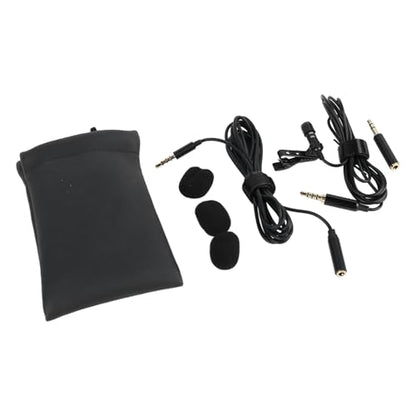 Keenso 360 Degree Clamp/Holder On Lavalier Lapel Mic Windscreen 3.5mm Interface Long Cable for Clear Sound Pickup Wired Microphone Black