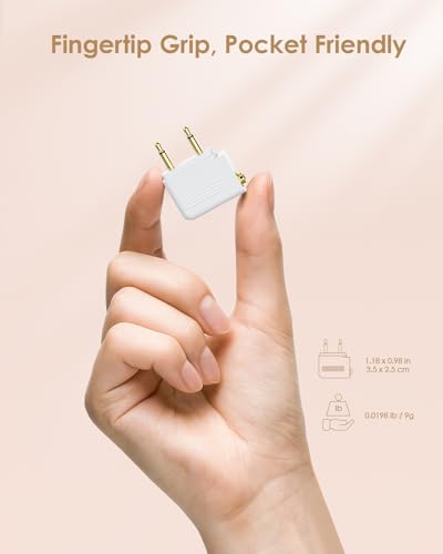 SQERO Airplane Headphone Jack Adapter, Dual 3.5mm Male to 3.5mm Female Jack AUX Adapter for Bluetooth Wireless Transmitter Receiver, Flight/Travel/TV/Gym, Gold Plated (3, White) - color: White