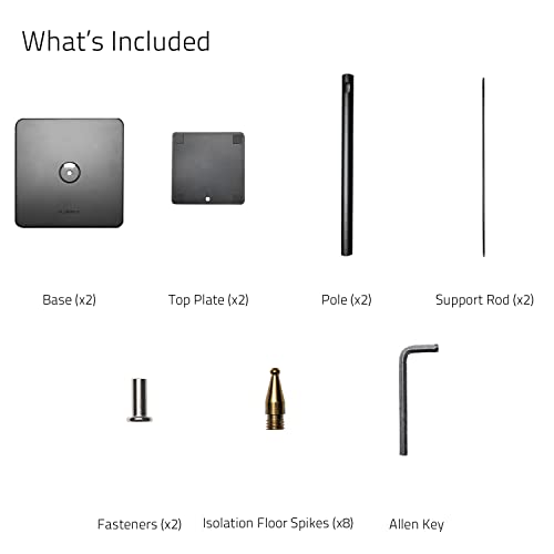 Fluance Floor Speaker Stands for Surround Sound and Bookshelf Speakers with Solid Construction, Adjustable Floor Spikes, Rubber Isolation Feet, Cable Management, Square Base - Matte Black/Pair (SS05S) - style: Matte Black - Square Base