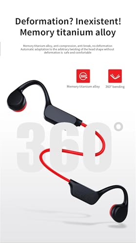 Bone Conduction Headphones IPX8 Waterproof 32GB Bluetooth 5.3 Wireless Headset with Microphone for Swim (Red) - color: Red