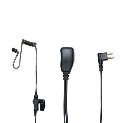 2-Pack Grey Tube Earpiece Compatible with Motorola CP200D | 2-Pack, grey acoustic tube, ergonomic earplug, PTT mic; Compatible with Motorola CLS1110 BPR40 CP185 DTR700