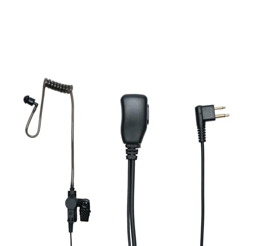 2Pin Earpiece Headset with Mic PTT Compatible with Motorola CP200 CP200D CP185 CP100D CLS1410 CLS1110 BPR40 MAGONE BC130 DLR1060 M1 R2 Walkie Talkie 2 Way Radio with Black Acoustic Tube,4 Pack