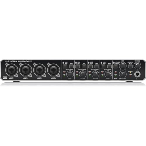 Behringer U-PHORIA UMC404HD Audiophile 4x4, 24-Bit/192 kHz USB Audio/MIDI Interface with Midas Mic Preamplifiers