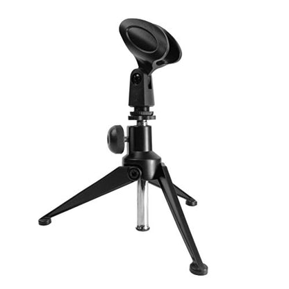 Adjustable Tabletop Mic Stand Portable Foldable Desktop Tripod Microphone Stand with Clip
