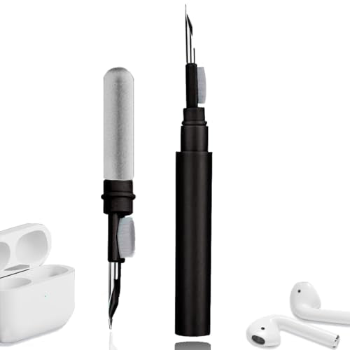 Cleaner Kit for Earbuds, Cleaning kit for Airpods Pro 1 2 3, Multi-Function Cleaning Tool with Brush Flocking Sponge for Wireless Earphones Bluetooth Headphones Case Camera and Phone(Black) - color: Black