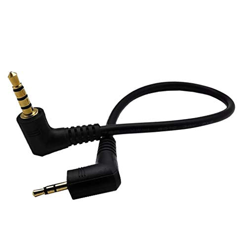 10inch 2.5mm to 3.5mm Stereo Audio Cable,90 Degree Right Angle 3.5mm 4 Pole Male to 2.5mm 3 Pole Male Headset Stereo Audio Aux Extender Stereo Jack Cable,Gold Connector