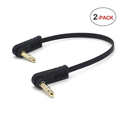 3.5mm Male Stereo Audio Flat Cable, 15cm, 2 Pack, Dual 90 Degree Angle Jack, 1/8" TRS Plug Headphone AUX Cord - color: Double Angle