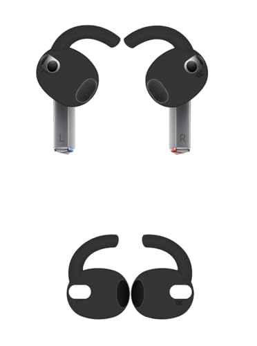 4 Pairs Galaxy Buds3 Ear Hook Cover Grip Tip Anti Slip Wing Accessories Compatible with Samsung Galaxy Buds 3, Black 804b4 - color: Black