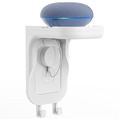 WALI Outlet Shelf Wall Holder, Fit for Duplex GFCI Decorative Outlet Shell A Space Saving for Smart Home, Speaker Mounts up to 10lbs with Cable Management (OSH001-W), White - size: Medium