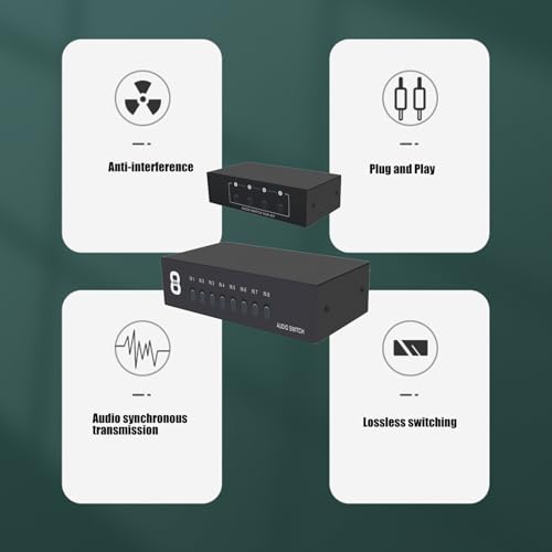 Channel Audiophiles Selectors Metal Frame Construction Lossless Sound RCAs 3.5mm Inputs Accessory Stereo Audiophiles Switcher Selectors - color: 4 channels