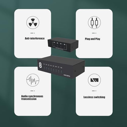 Channel Audiophiles Selectors Metal Frame Construction Lossless Sound RCAs 3.5mm Inputs Accessory Stereo Audiophiles Switcher Selectors - color: 4 channels
