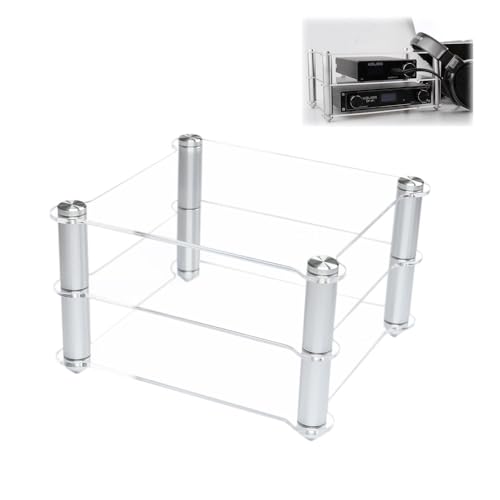 Acrylic Audio Component Rack Small HiFi Media Stand Desktop DAC Headphone Amp Holders Clear/Black CD Player Stand 2-Layer(Clear) - color: Clear