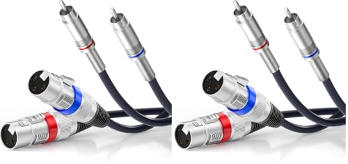 Tisino Dual XLR to RCA Cable, Heavy Duty 2 XLR Female to 2 RCA Male Patch Cord HiFi Stereo Audio Connection Interconnect Lead Wire - 5 ft / 1.5m (Pack of 2) - size: 5 FT (Pack of 2)