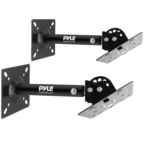 Pyle Universal Speaker Mounting Bracket - Ceiling & Wall Speaker Mount with Adjustable Swivel Tilt, 13.4" Retractable Telescopic Arm, 75 lbs Max Load - Ideal for Home Surround Sound Systems (Pair) - style: Steel Pin (Tilt & Swivel)
