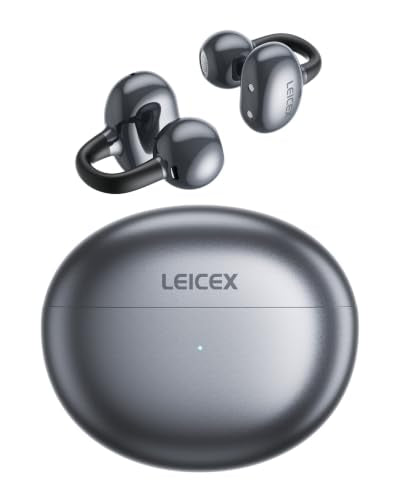 LEICEX Open Ear Clip-On Earbuds, Lightweight Portable Wireless Headphones, Comfortable Wear with 40H Long Playtime(Black)