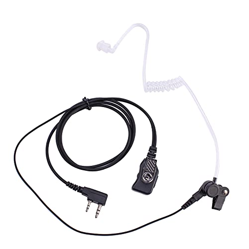 1-Wire 2 Pin Volume Adjustable Earpiece Compatible with BTECH, Kenwood, Retevis Walkie Talkie with Mic Tansparent Air Acoustic Tube Headset (1-Wire 2 Pin) - style: 1Pack-1 wire 2 pin