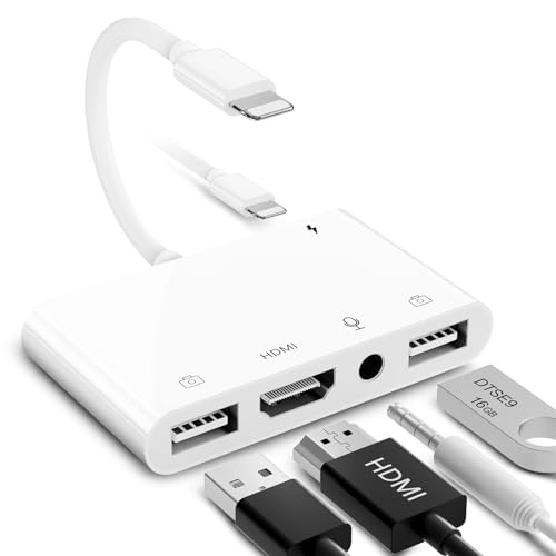 Lightning to HDMI Adapter for iPhone/iPad to TV Dual USB OTG Adapter
