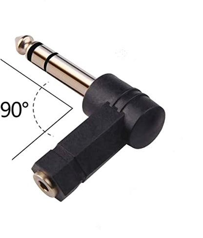 6.35mm 1/4In TRS to 3.5mm Right Angle Stereo Adapter 90Degree2Pcs | 3 Pole Male to 3.5mm Female Stereo AUX Headphone Audio Right Angle Converter Connector