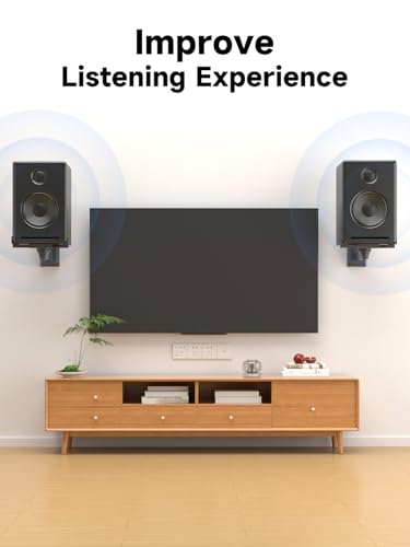 suptek Large Dual Side Clamping Bookshelf Speaker Wall Mounting Bracket for Large Surrounding Sound Speakers, Hold up to 55lbs Black SPM201LB - size: Large--black