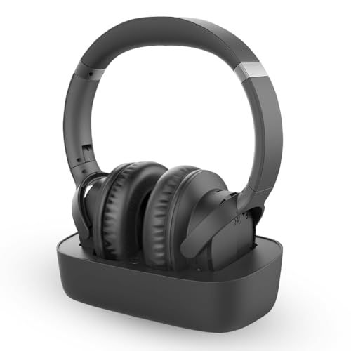 Avantree Ensemble - Wireless Headphones for TV Watching for Seniors | Easy Setup & Charging Dock, Works via Optical, AUX or Bluetooth on Compatible TVs, 35H Playtime, Comfortable Fit