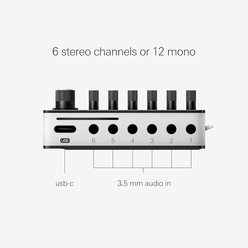 teenage engineering TX–6 portable and rechargeable 6 stereo channel mixer, usb audio interface and sound card, 8 hour battery life, built-in effects, ble and usb midi, iOS compatible (black)