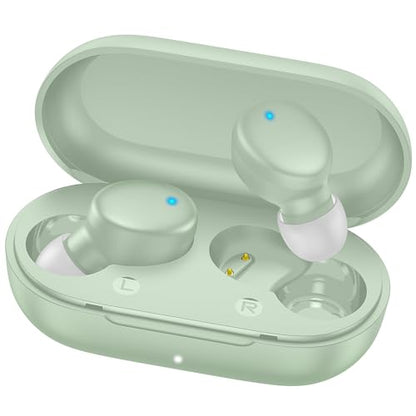 MOZOTER Mini Wireless Earbuds Bluetooth 5.3 in Ear Headphones Headsets | Light Weight,60Hrs Playtime Ear Buds with Charging Case,Smart Touch Control,Premium Sound with Deep Bass for Sport-Green - color: Green