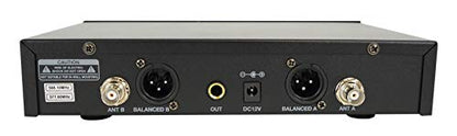 Rockville RWM81U Dual UHF Headset & Guitar Wireless Microphone System, LCD | XLR and 1/4in Output, Two Channel, Cardioid, 300-400ft Range, 10 Hour Battery, Metal Housing, Auto Sync, Volume Controls