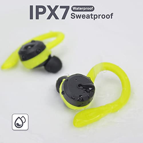 APEKX Wireless Earbuds, IPX7 Waterproof Bluetooth Headphone w/Mic Deep Bass | Secure Sport Ear Buds with Ear Hooks & Charging Case, 40H Playtime Stereo Sound for Workout & Running, Green - color: Green