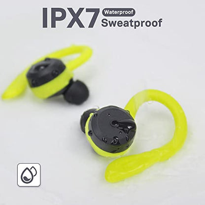 APEKX Wireless Earbuds, IPX7 Waterproof Bluetooth Headphone w/Mic Deep Bass | Secure Sport Ear Buds with Ear Hooks & Charging Case, 40H Playtime Stereo Sound for Workout & Running, Green - color: Green