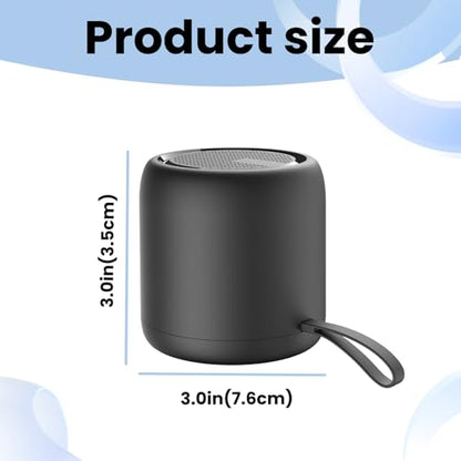 Mini Portable Bluetooth Speaker, Up to 24H Playtime, IPX4 Splashproof, BT 5.3, TWS Pairing, Built-in Mic, Black for Travel, Beach & Outdoor Party Use