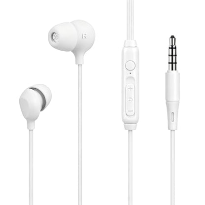 GEEKRIA Sleeping Headphones for Side Sleepers, 3.5mm Wired Soft Silicone in-Ear Earbuds with Mic & Volume Control, Noise Cancelling Earphones for Sleep, Travel & Meditation (3.9FT) - color: White