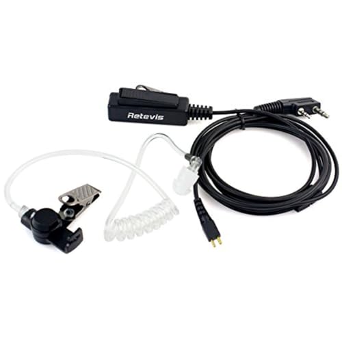Retevis Walkie Talkie Earpiece with Mic, for Retevis RT22/RT21/H777/RT68 | Acoustic Tube, 2 Pin, Compatible with Pxton, Baofeng, Kenwood Walkie Talkies, Two Way Radio Headset with Big PTT Clip(1 Pack)