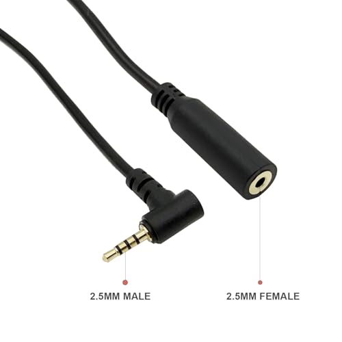 Seadream 2.5mm Audio Extension Cable 6FT,90 Degree Angle 2.5mm TRRS Male to Female Stereo Audio Plug Jack Cord Headphone Audio 4 Pole（Audio Only,Can not Transmit Vedio