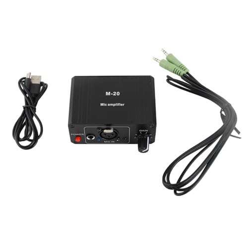 Microphone Preamp, Microphone Preamplifier Mic Preamp for Vocal, 48V Power XLR Output Mic Preamplifier for Dynamic and Condenser Microphones Booster
