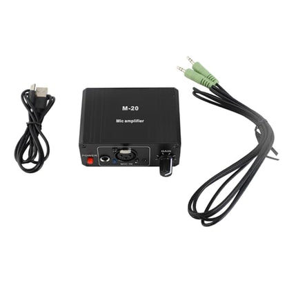 Microphone Preamp, Microphone Preamplifier Mic Preamp for Vocal, 48V Power XLR Output Mic Preamplifier for Dynamic and Condenser Microphones Booster