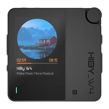HiBy W4 Bluetooth Headphone Amplifier USB DAC, BT 5.4 & NFC, aptX Lossless LDAC, Dual DAC, DSD512 PCM 768kHz, 2-Inch Touch Screen, CVC Noise Reduction, 3.5mm & 4.4mm Balanced Output - color: Black