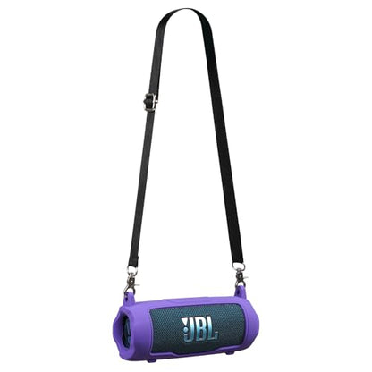 Silicone Cover Compatible with JBL Flip 7 Waterproof Portable Speaker with Shoulder Strap (Purple) - color: Purple