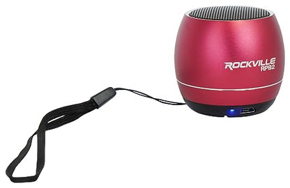 Rockville RPB2-RED 5W Portable Bluetooth Speaker, TWS Wireless Stereo Link, Built-in Mic, SD Slot, Selfie Remote, Aluminum Design | TWS Stereo Link, SD Card Slot, Built-in Mic, Aluminum Body, 5-Hour Rechargeable Battery, 30-Min Charge - color: Red