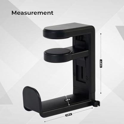 Headphone Stand for Desk - Clamp On Headset Holder with 360° Rotation & Cable Management - Universal Desktop Headphone Hanger Hook for All Headsets - color: Black, style: 360 Degree rotateable