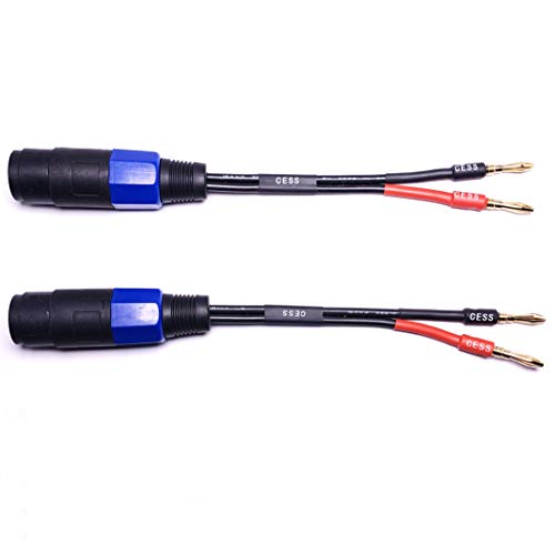 CNCESS Banana Plug to Speakon Female Adapter, 12AWG, 6 in, 2-Pack - size: 4mm Banana